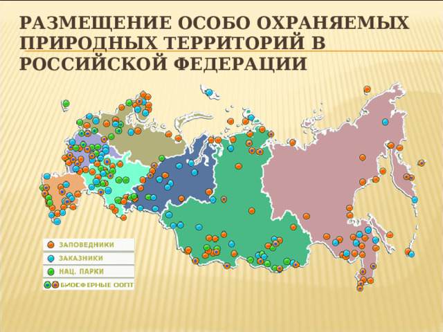 Размещение особо охраняемых природных территорий в Российской Федерации