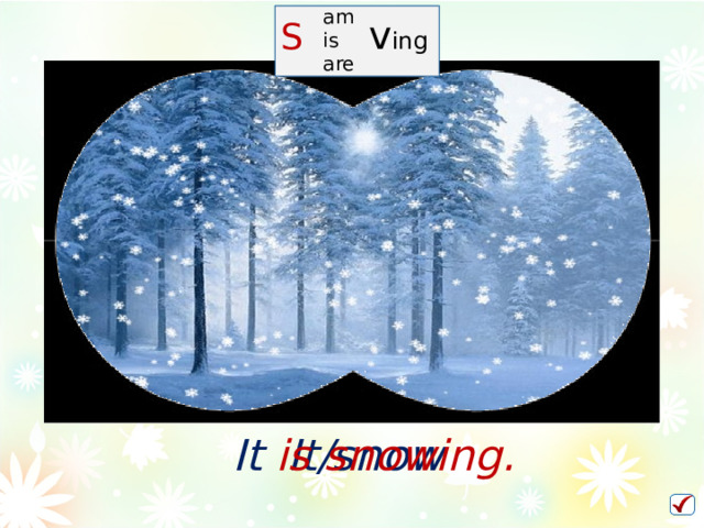 am is are S   v ing It/snow It  is  snowing.