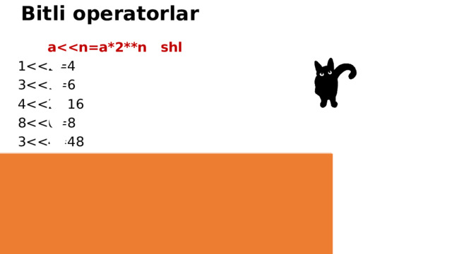 Bitli operatorlar a 13483<<4=48