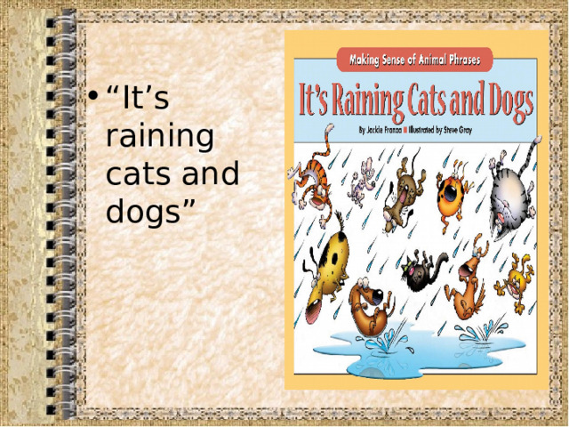 “ It’s raining cats and dogs”