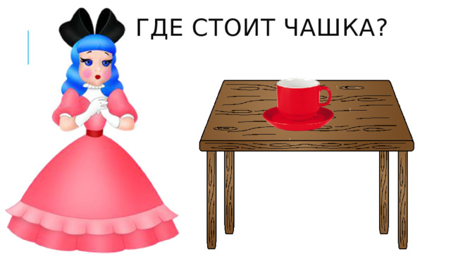 Где стоит чашка?