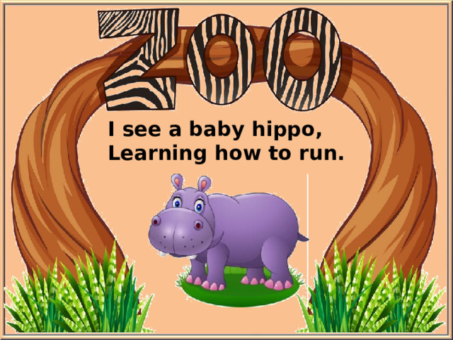 I see a baby hippo, Learning how to run.