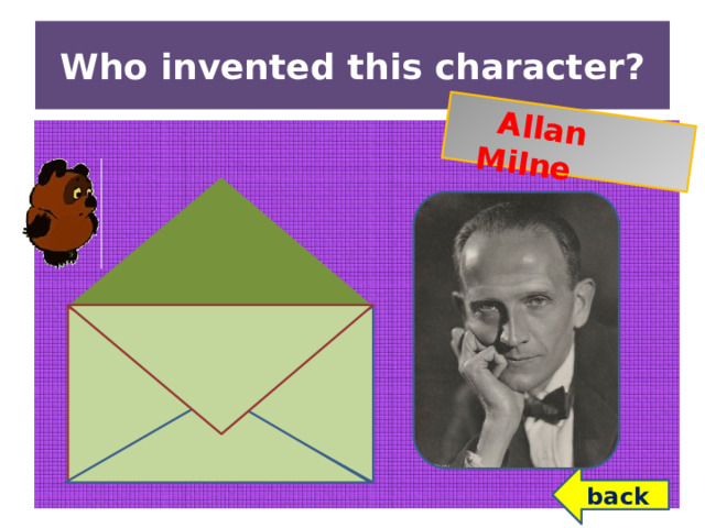 Allan Milne Who invented this character? back