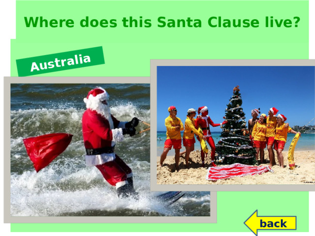 Australia Where does this Santa Clause live? back