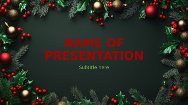 NAME OF PRESENTATION Subtitle here