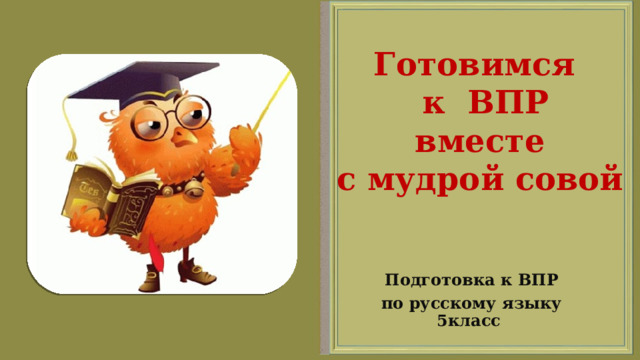 Готовимся  к ВПР  вместе с мудрой совой  Подготовка к ВПР  по русскому языку 5класс