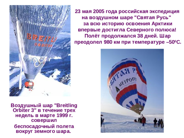 23 мая 2005 года российская экспедиция на воздушном шаре 
