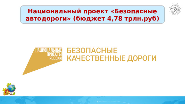 Национальный проект «Безопасные автодороги» (бюджет 4,78 трлн.руб)