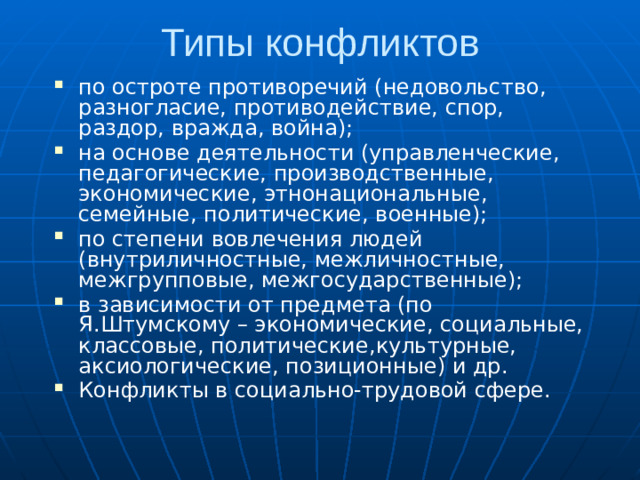 Типы конфликтов