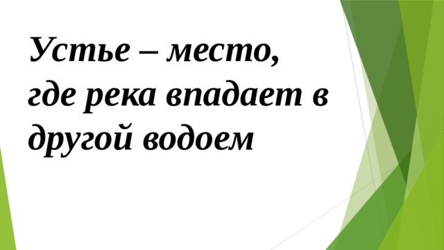 Устье – место, где река впадает в другой водоем