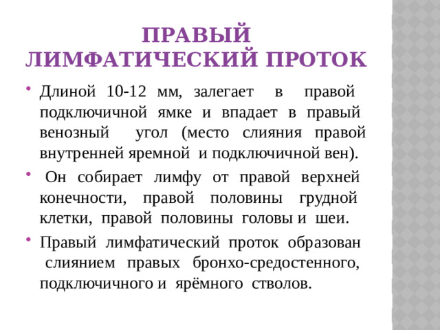 Правый лимфатический проток
