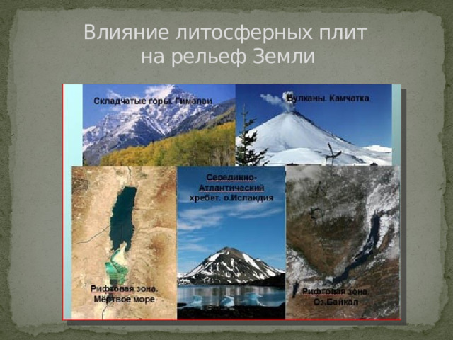 Влияние литосферных плит  на рельеф Земли