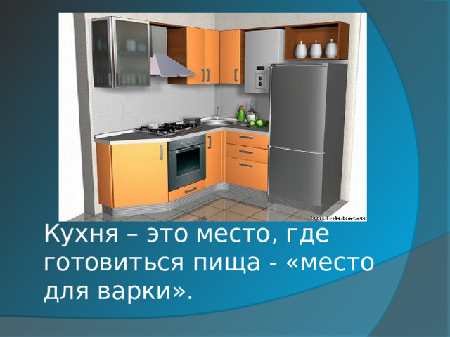 Кухня – это место, где готовиться пища - «место для варки».