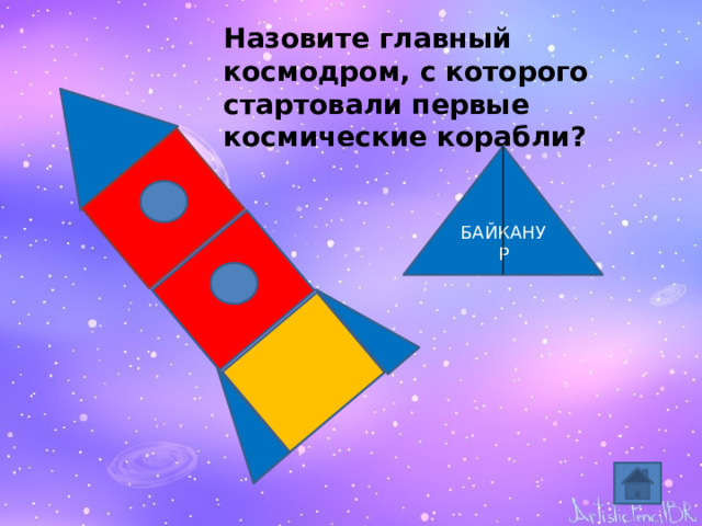 Назовите главный космодром, с которого стартовали первые космические корабли? БАЙКАНУР