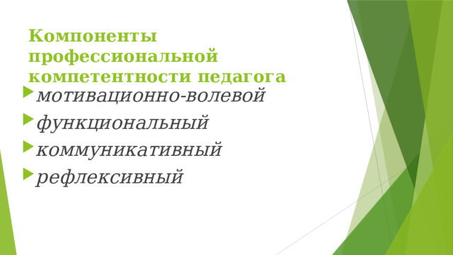 Компоненты профессиональной компетентности педагога