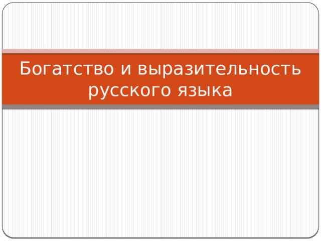 Богатство и выразительность русского языка