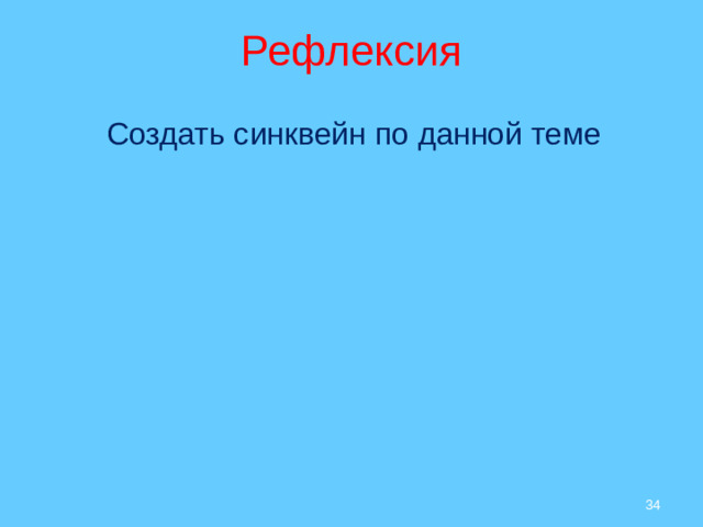 Рефлексия Создать синквейн по данной теме