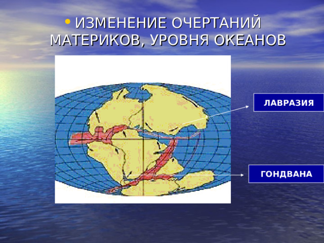 ИЗМЕНЕНИЕ ОЧЕРТАНИЙ МАТЕРИКОВ, УРОВНЯ ОКЕАНОВ