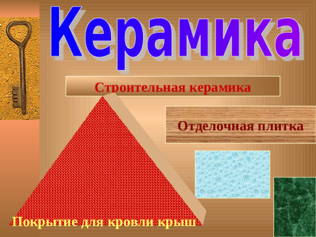 Строительная керамика      Покрытие для кровли крыш Отделочная плитка