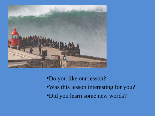 Do you like our lesson? Was this lesson interesting for you? Did you learn some new words?