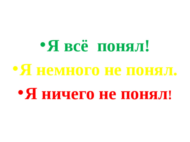 Я всё понял! Я немного не понял. Я ничего не понял !