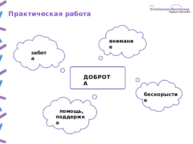 Практическая работа внимание забота ДОБРОТА бескорыстие помощь, поддержка