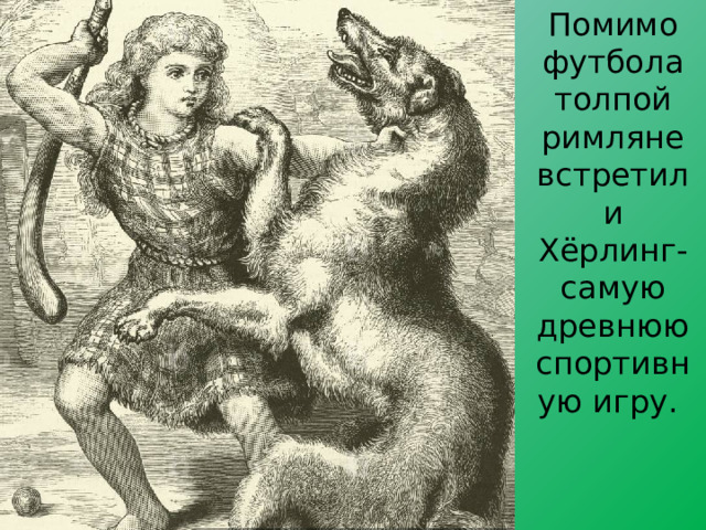 Помимо футбола толпой римляне встретили Хёрлинг- самую древнюю спортивную игру.