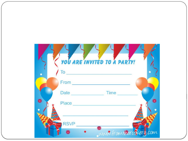 Writing: Fill in the gaps in the postcard with the words on the cards on the theme of a Birthday party.