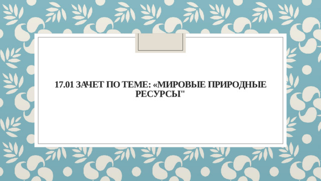 17.01 Зачет по теме: «Мировые природные ресурсы