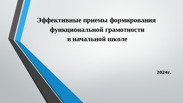 Эффективные приемы формирования  функциональной грамотности  в начальной школе   2024г.