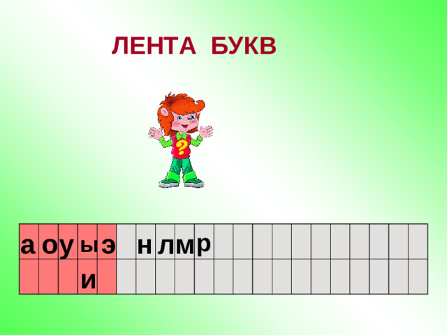 ЛЕНТА БУКВ а о у э м л н р ы и