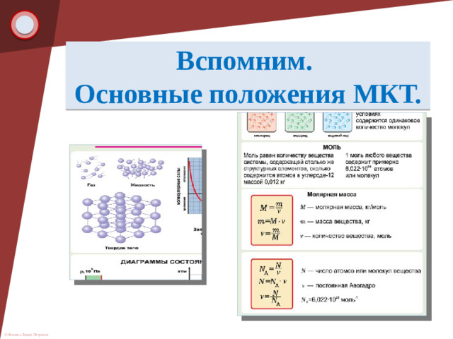 Вспомним.  Основные положения МКТ.