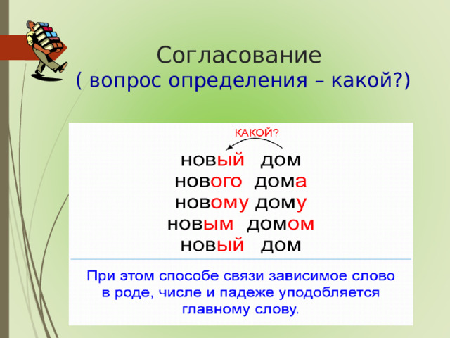 Согласование  ( вопрос определения – какой?)