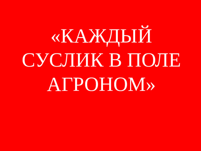 «КАЖДЫЙ СУСЛИК В ПОЛЕ АГРОНОМ»