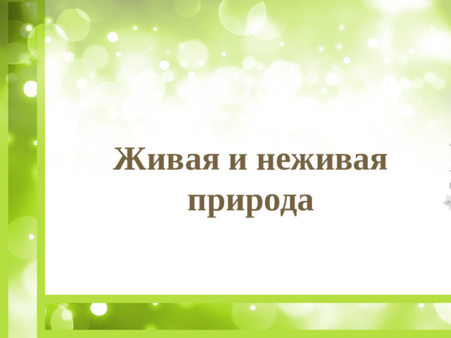 Живая и неживая природа