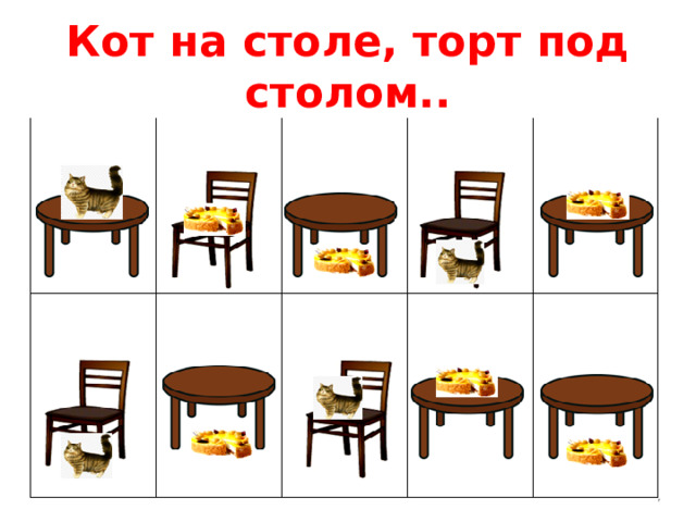 Кот на столе, торт под столом..