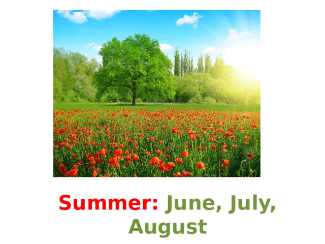 Summer: June, July, August