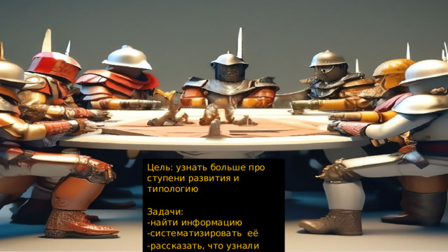 Цель: узнать больше про ступени развития и типологию  Задачи:  -найти информацию  -систематизировать её -рассказать, что узнали