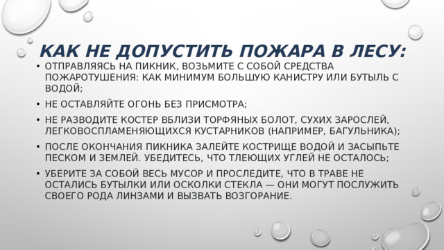 Как не допустить пожара в лесу: