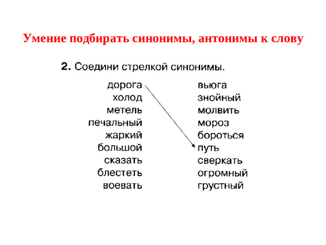Умение подбирать синонимы, антонимы к слову