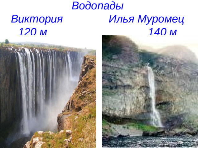 Водопады  Виктория Илья Муромец  120 м 140 м