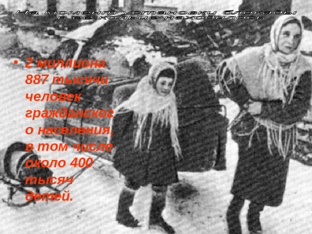 2 миллиона 887 тысячи человек гражданского населения, в том числе около 400 тысяч детей.