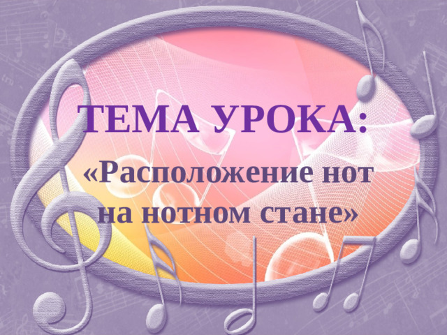 ТЕМА УРОКА:   «Расположение нот на нотном стане»