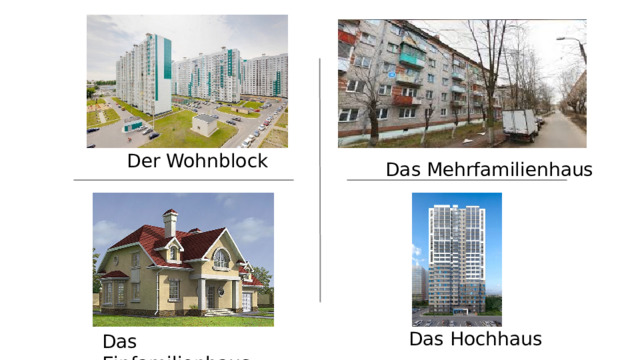 Der Wohnblock Das Mehrfamilienhaus Das Hochhaus Das Einfamilienhaus