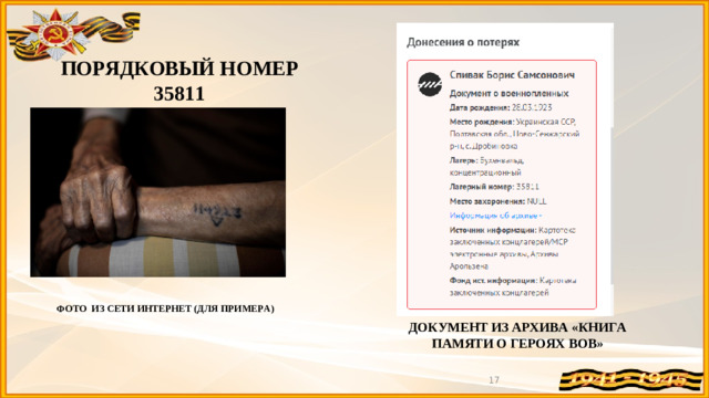 ПОРЯДКОВЫЙ НОМЕР 35811 ФОТО ИЗ СЕТИ ИНТЕРНЕТ (ДЛЯ ПРИМЕРА) ДОКУМЕНТ ИЗ АРХИВА «КНИГА ПАМЯТИ О ГЕРОЯХ ВОВ»