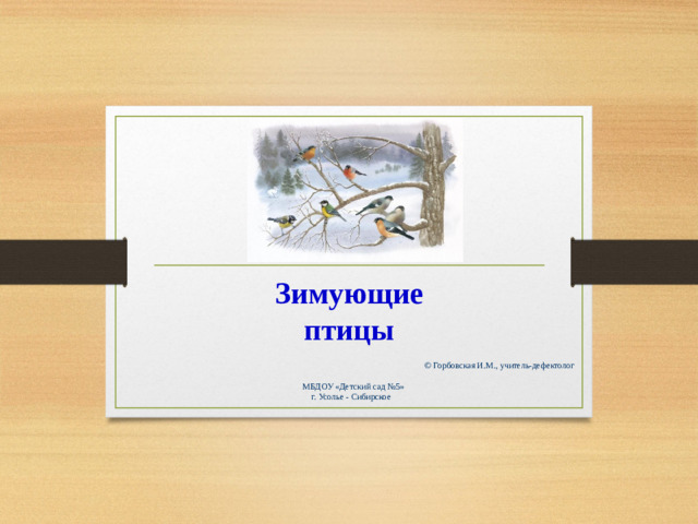Зимующие птицы     © Горбовская И.М., учитель-дефектолог   МБДОУ «Детский сад №5»  г. Усолье - Сибирское