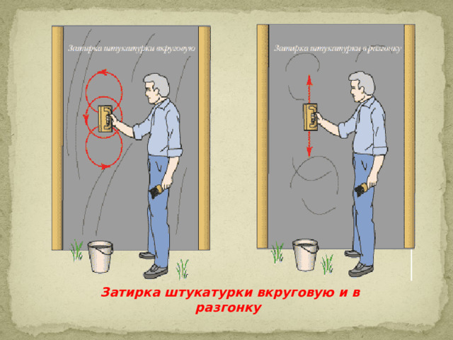 Затирка штукатурки вкруговую и в разгонку