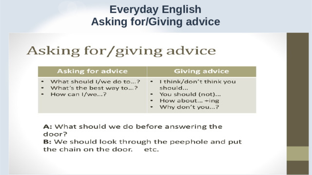 Everyday English  Asking for/Giving advice