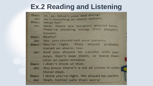 Ex.2 Reading and Listening