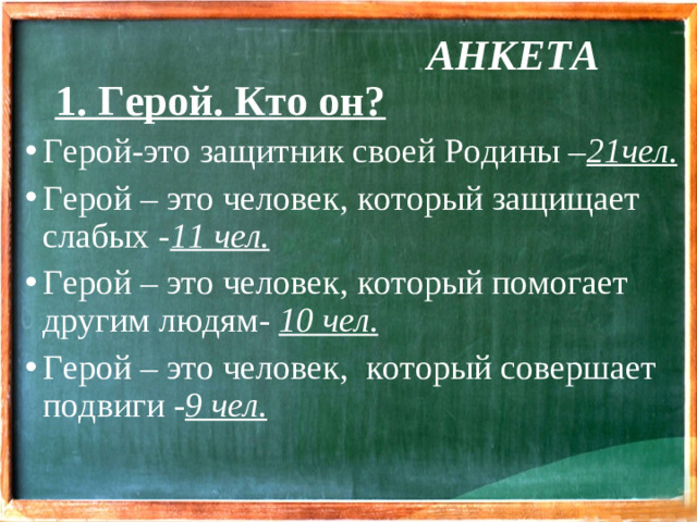 АНКЕТА  1 . Герой. Кто он?